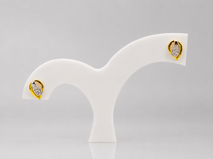 Two-Tone Golden Marquise CZ Studs