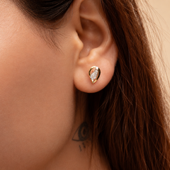 Two-Tone Golden Marquise CZ Studs – view 2