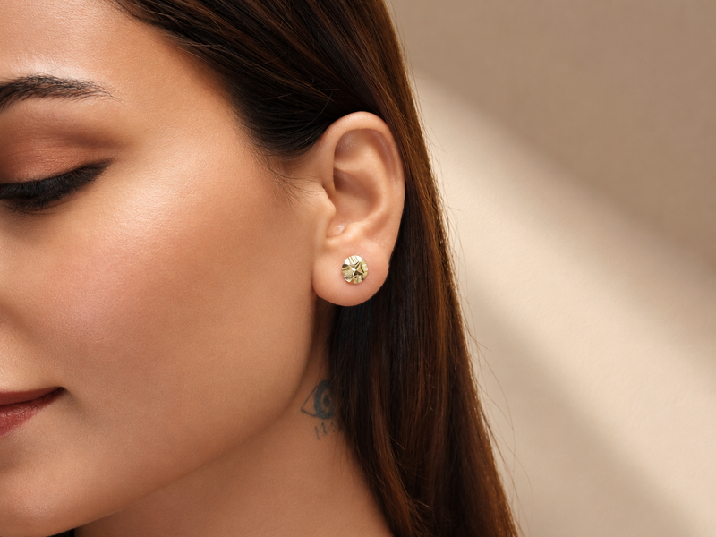 Golden Textured Cluster Ball Studs – view 2