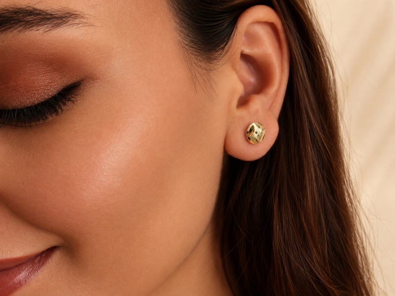 Golden Textured Cluster Ball Studs – view 3