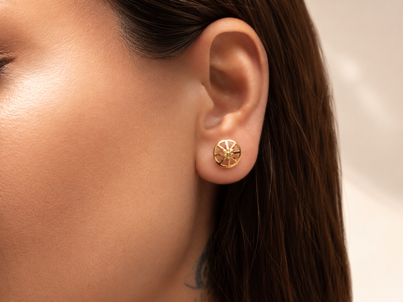 Golden Pinwheel Disc Studs – view 2