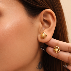 Golden Pinwheel Disc Studs – view 3