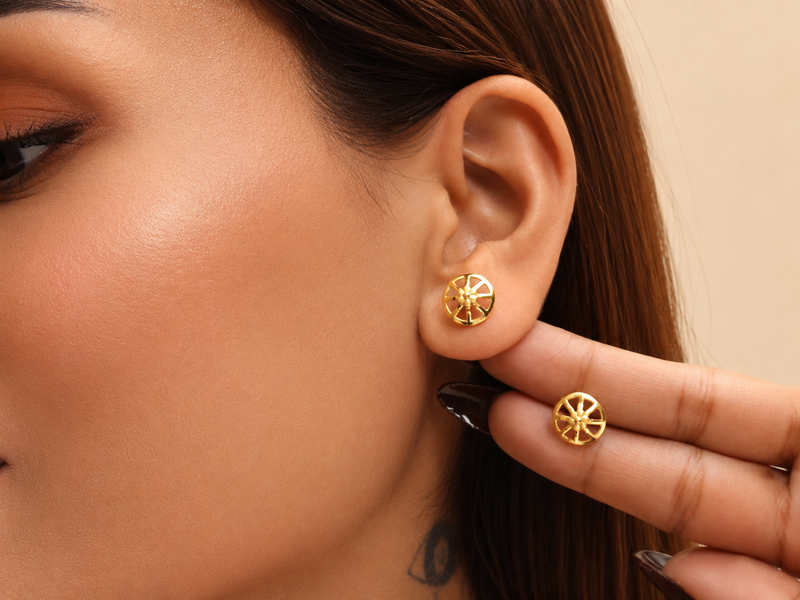 Golden Pinwheel Disc Studs – view 3