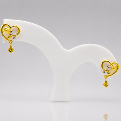 Golden Open Heart Teardrop Drop Earrings