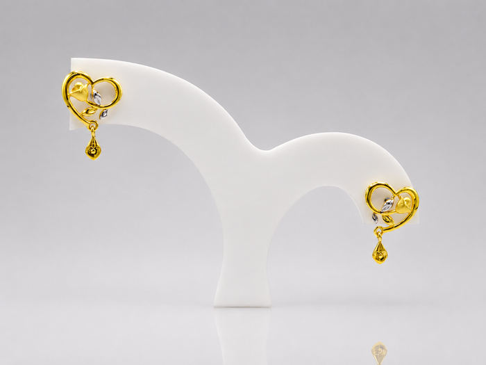 Golden Open Heart Teardrop Drop Earrings
