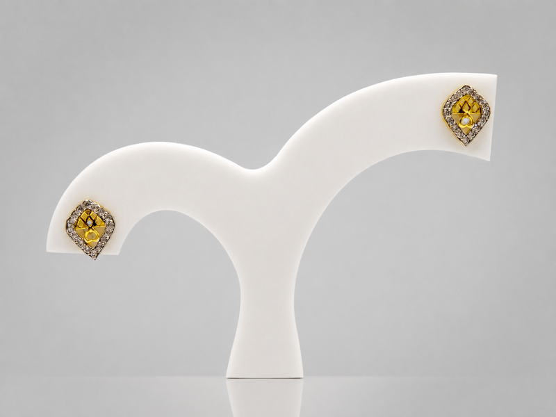 Golden Rhombus CZ Frame Studs