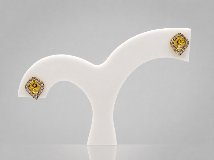 Golden Rhombus CZ Frame Studs