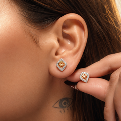 Golden Rhombus CZ Frame Studs – view 3
