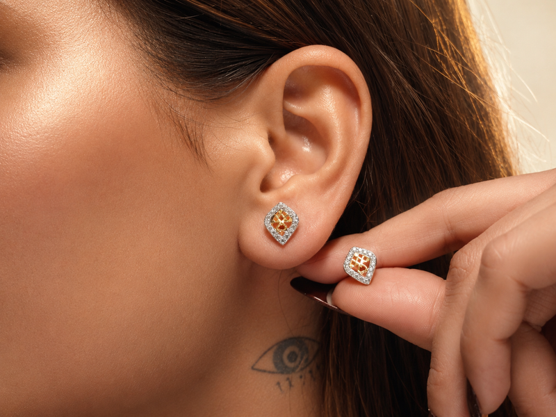 Golden Rhombus CZ Frame Studs – view 3