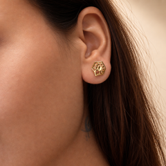 Two-Tone Golden Hexagon Openwork Studs – view 2