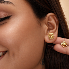 Two-Tone Golden Hexagon Openwork Studs – view 3