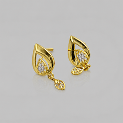 Golden CZ Leaf Drop Earrings