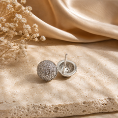Silver Pave Dome Ball Studs