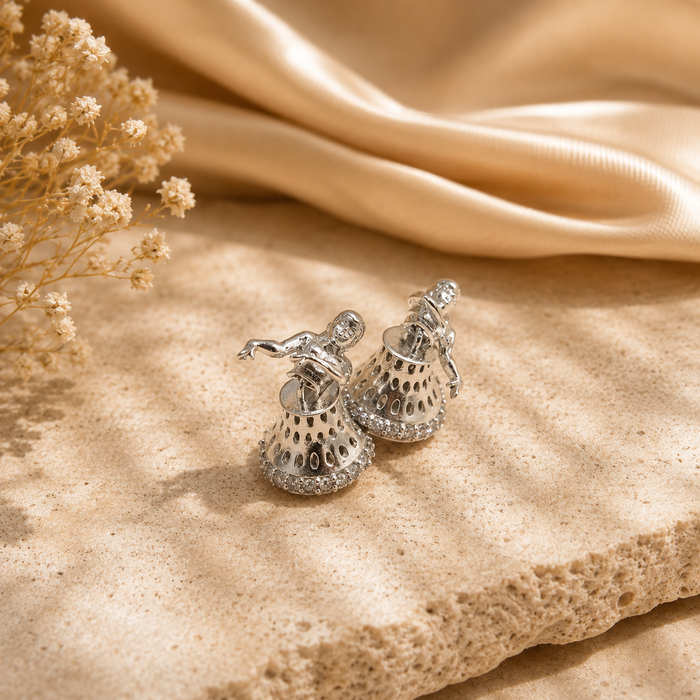 Silver Dancing Doll Jhumka Studs