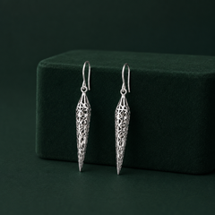 Silver Filigree Spike Drop Earrings – view 2