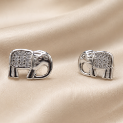 Silver Pave Elephant Studs
