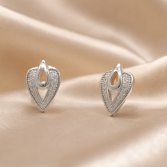 Silver Openwork Leaf Drop Studs