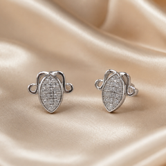 Silver Marquise Pave Scroll Studs