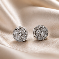 Silver Large Domed Pave Cluster Studs