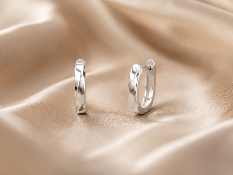 Silver Mini Polished Huggie Hoops
