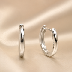 Silver Slim Polished Huggie Hoops