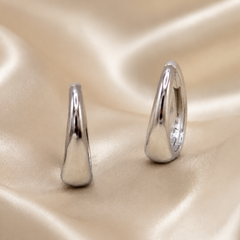 Silver Polished Tapered Huggie Hoops