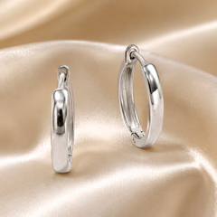 Silver Polished Wide Huggie Hoops
