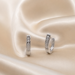 Silver Mini Pave Huggie Hoops