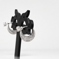 Silver CZ Stud & Pave Teardrop Drop Earrings – view 2