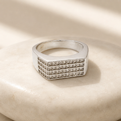 Silver Men's Multi-Row Pave Band