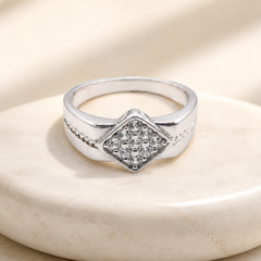 Silver Pave Kite Panel Ring
