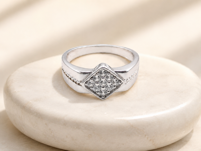 Silver Pave Kite Panel Ring