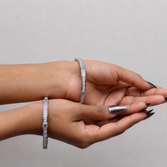 Silver Double-Row CZ Slim Bangle