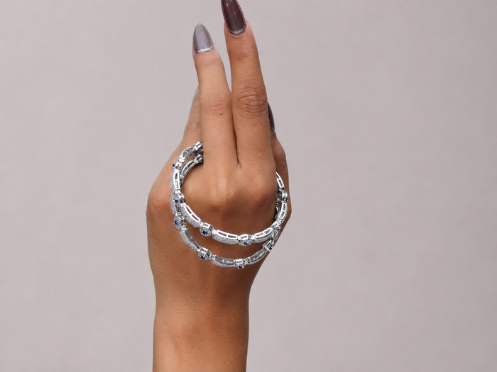 Silver Leaf Vine Crossover Bangle