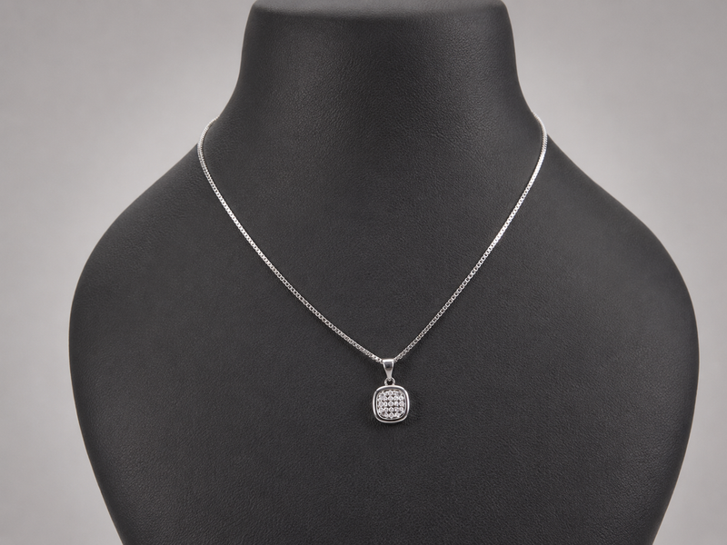 Silver Pave Cushion Pendant & Stud Set – view 3