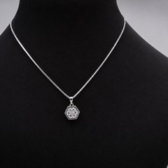 Silver Pave Hexagon Pendant & Stud Set – view 3