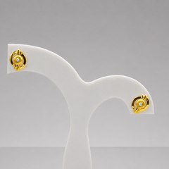 Golden Round Disc CZ Centre Studs