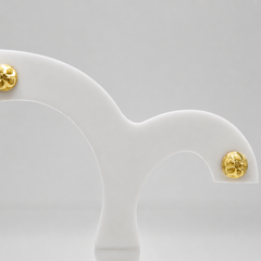 Golden Puffed Flower Dome Studs
