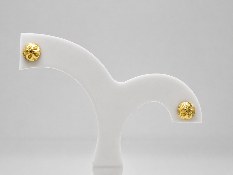 Golden Puffed Flower Dome Studs