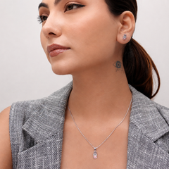 Silver Pink Enamel Bunny Pendant & Stud Set – view 3