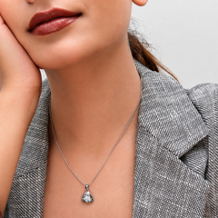 Silver Star-Set Triangle Solitaire Pendant – view 3