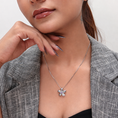 Silver Purple Stone Blossom Pendant – view 3
