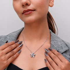 Silver Purple Stone Blossom Pendant – view 4