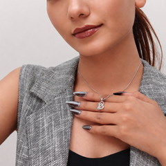 Silver Tilted Loop Pave Heart Pendant – view 4