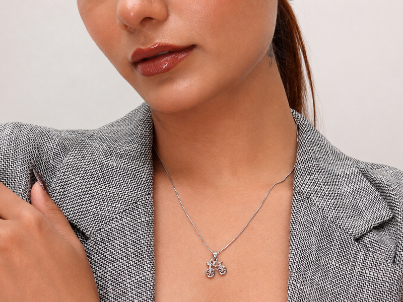 Silver Pave Bicycle Pendant – view 3