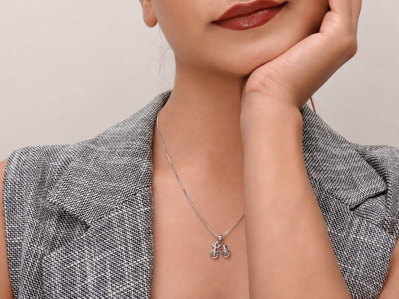Silver Pave Bicycle Pendant – view 4