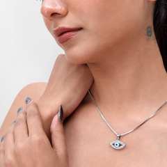 Silver Blue Evil Eye Pave Pendant – view 3