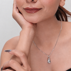 Silver Carved Paisley Drop Pendant – view 3
