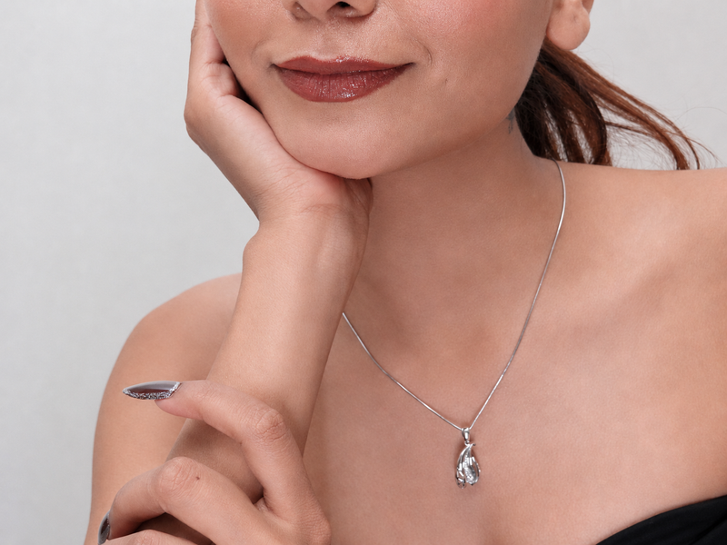 Silver Carved Paisley Drop Pendant – view 3