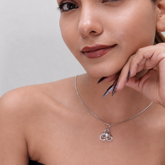 Silver Pearl Trefoil Loop Pendant – view 3